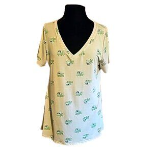 NWT LuLaRoe Christy T V-neck women's top short sleeve bus design soft comfy
